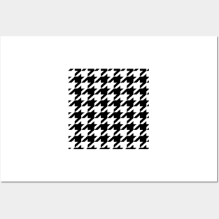 Preppy 1980s geometric pattern trendy black and white Houndstooth Posters and Art